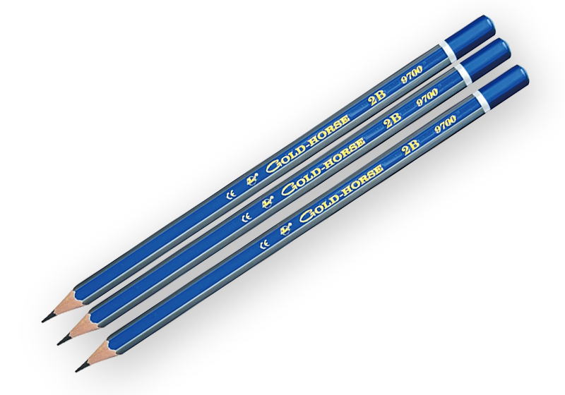 Hexagonal Shape Silver&Blue Stripe Pencil with Dipping end